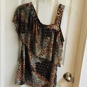 Stunning Asymmetric animal print blouse